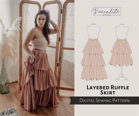 Layered Ruffle Skirt Pattern Women S PDF Printable And Etsy In 2023