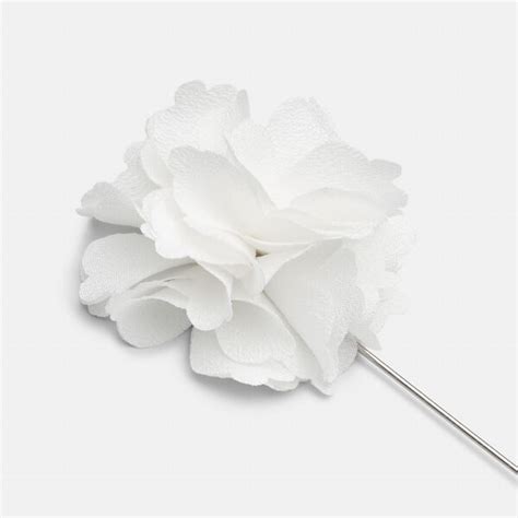 Niki White Lapel Pin Curved Petal Flower Lapel Pins Politix