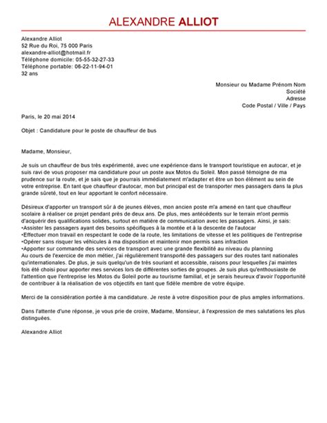 Exemple de Lettre de Motivation Chauffeur de Bus | Modèle ...