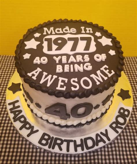 40th Birthday Cake All Buttercream With Fondant Decorations 28th Birthday Cake 40th Birthday