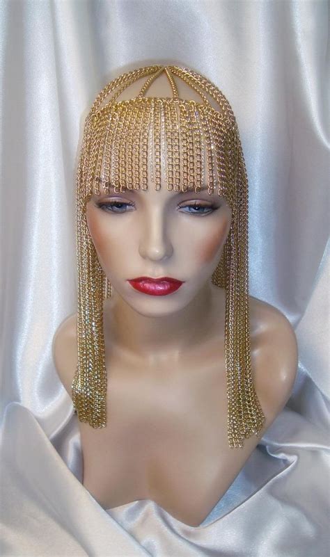 gold chain and rhinestone headpiece cleopatra headpiece etsy rhinestone headpiece headpiece