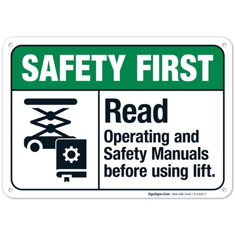 Read Operating And Safety Manuals Before Using Lift Sign Ansi Safety