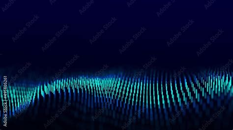 Vidéo Stock Abstract Dynamic Wave Flow Of Blue Vertical Lines On Dark