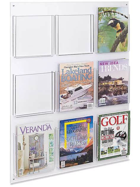 Acrylic Wall Mount Magazine Rack 9 Pocket H 2519 Uline