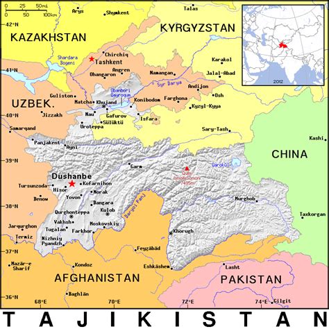 Tajikistan Detailed Geographycountrymapsttajikistantajikistan