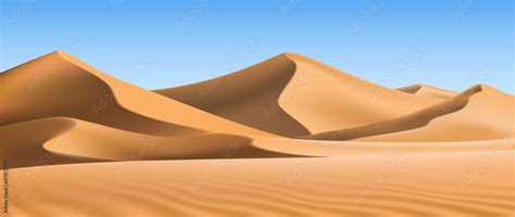 3d Realistic Background Of Sand Dunes Desert Landscape Stock Vector