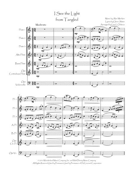 I See The Light From Tangled For Flute Choir Free Music Sheet