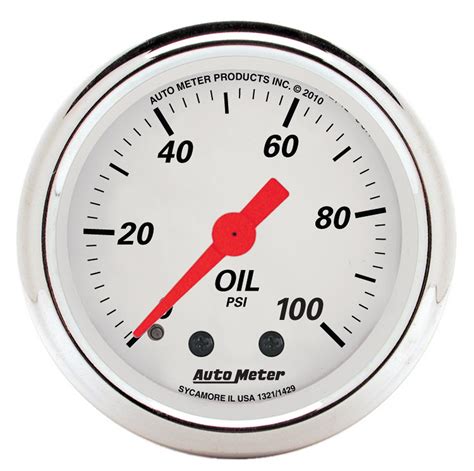 Find Autometer 1321 Arctic White Mechanical Oil Pressure Gauge In