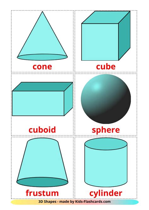 17 Free 3D Shapes Flashcards in english (PDF files)