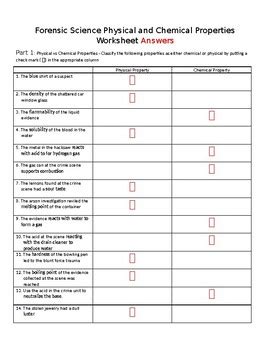 Learning targets science worksheets forensic science forensics research paper vocabulary fill presentation it forensic science blood and blood spatter notes: Forensic Science Physical and Chemical Properties ...
