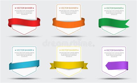 Set Of White Banners With Ribbon Stock Vector Illustration Of Orange