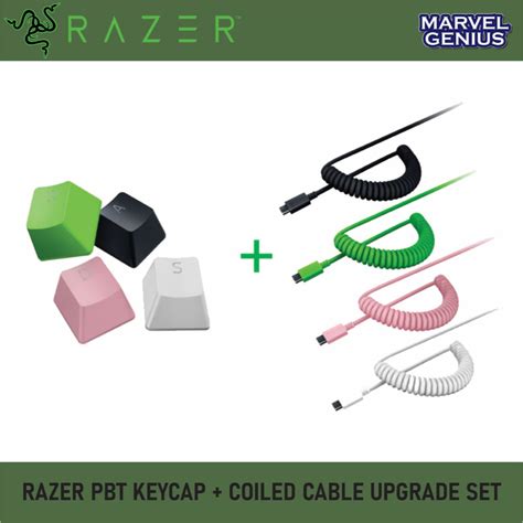 Razer Pbt Keycap Coiled Cable Upgrade Set Colored Doubleshot Pbt Keycaps With Matching Cable