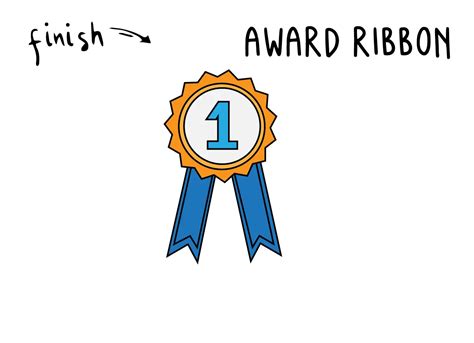 How To Draw A Blue Ribbon Award Step By Step For Kids Rainbow