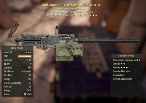 Weapon Anti Armor 50 Cal Machine Gun Fallout 76 Pc 400 Picclick