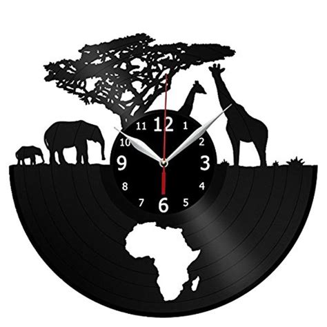 African Animals New 12 Inch Vinyl Record Wall Clock Round Black Wall