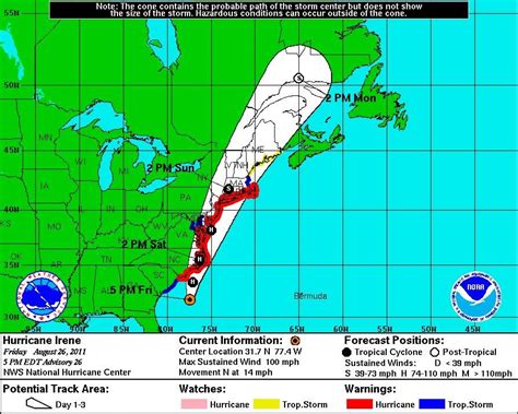 Hurricane Irene 2011 Watches And Warnings From Sc To Me Maps Ibtimes