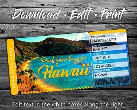 Printable Boarding Pas Instant Download Trip Ticket Surprise Trip To