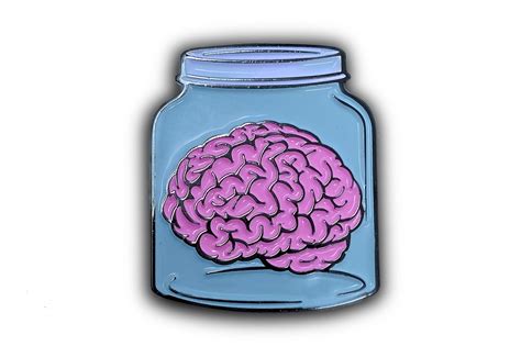 Brain In A Jar Pin Brain In A Mason Jar Cute Enamel Lapel Pin 3 Cm