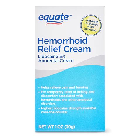 Equate Hemorrhoid Relief Cream With Lidocaine Topical Ointment