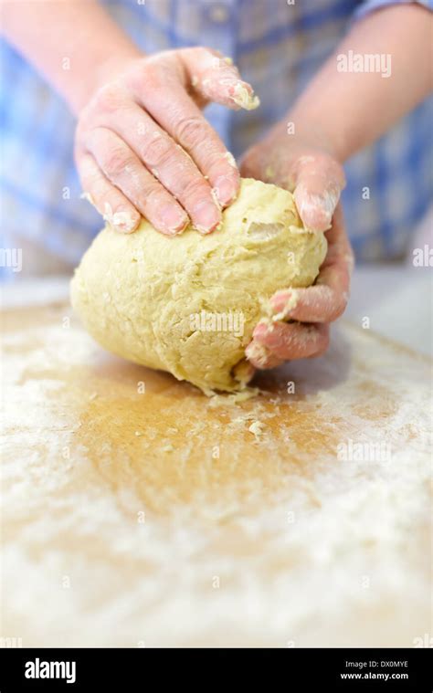 Cooking Woman Hands Kneading Dough Close Up Shot Stock Photo Alamy