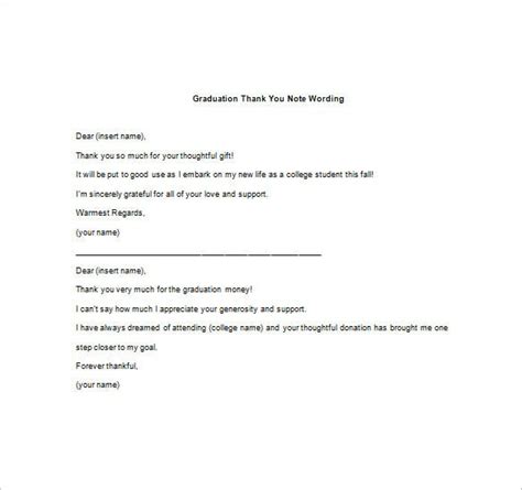 Graduation Thank You Note 8 Free Word Excel Pdf