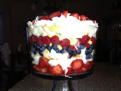 Fourth Of July Trifle Layer Strawberries Raspberries Angel Food Cake