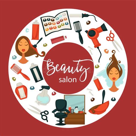 Hair Beauty Salon Vector Hairdresser Parlor Poster Of Hairdressing And