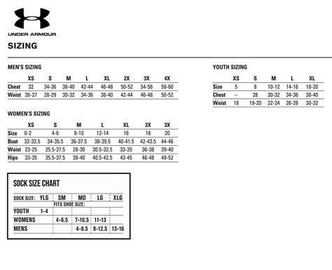 Under Armour Size Chart The Hockey Shop Team And Corporate Sales