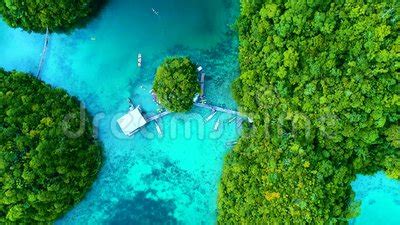 Tropical Landscape Rainforest Hills And Azure Water In Lagoon With