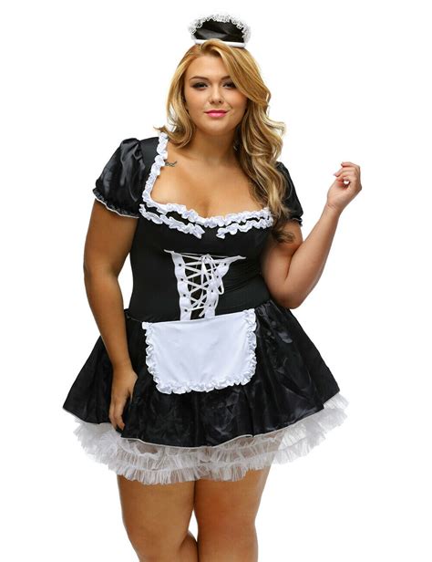 French Maid Costume Womens Flirty Plus Sizes