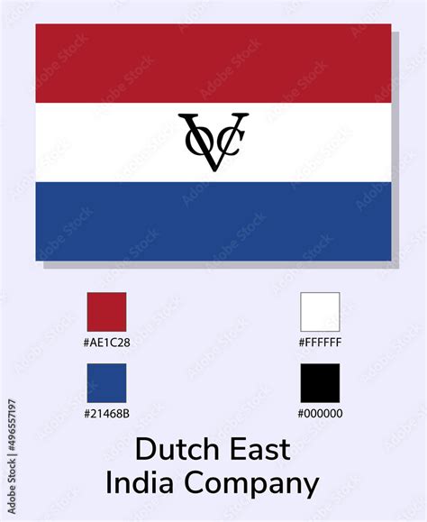 vector illustration of dutch east india company flag isolated on light blue background
