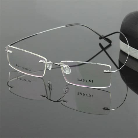 B Titanium Hingeless Rimless Non Screw Pure Titanium Flexible Eyeglasses Glasses Prescription