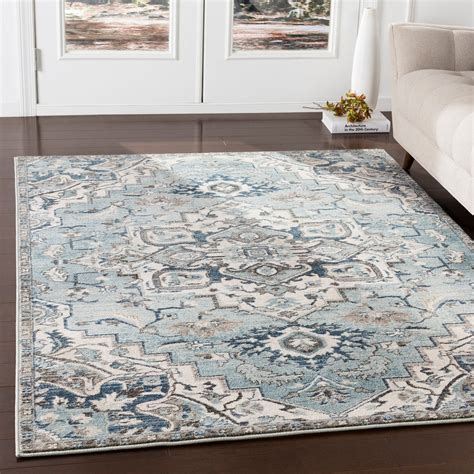 Shop Arkaitz Teal And Ivory Updated Traditional Area Rug 710 X 910