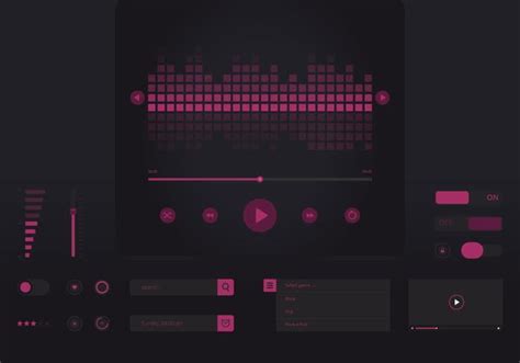 Purple Audio Music Control Ui In Flat Style In Dark Theme Ai Svg Vector