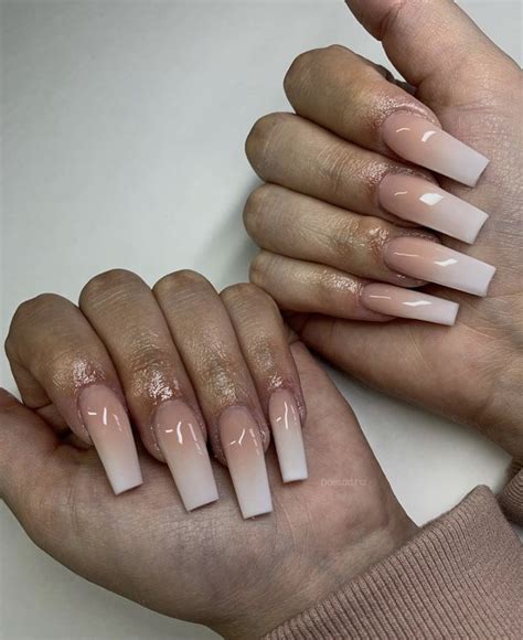 Ombré Square Acrylic Nails Natural Acrylic Nails Ombre Acrylic Nails