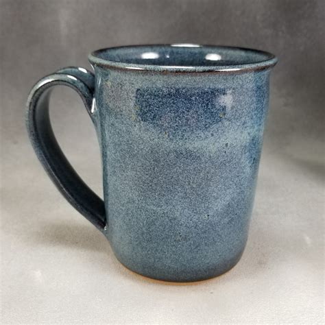Large Coffee Mug Pottery Coffee Mug 16 Ounce Blue Ceramic Etsy