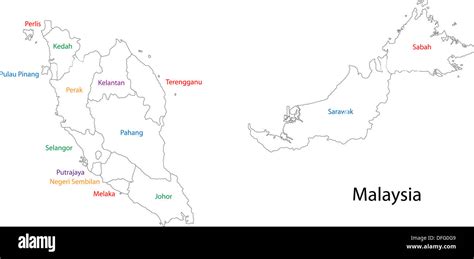 Esquema Mapa De Malasia Fotografía De Stock Alamy