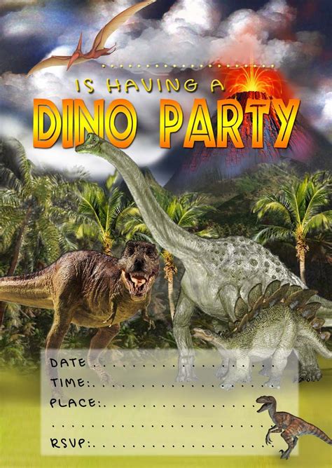 Free Printable Dinosaur Party Cards
