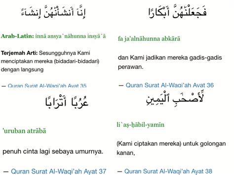 Dalam hadits sahih, nabi muhammad saw. Surah Al Waqiah Ayat 35 Sampai 38 - Rajiman