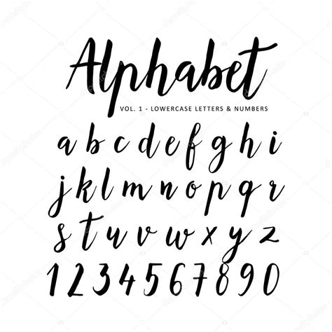 Hand Drawn Vector Alphabet Script Font Brush Font Isolated Letters