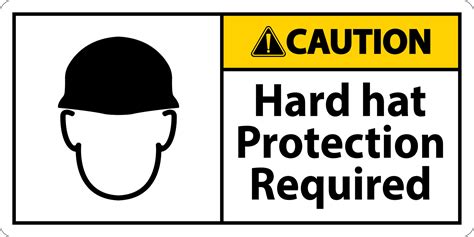 Caution Hard Hat Protection Required Sign On White Background 10815013