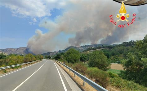 Vasto Incendio Di Vegetazione Nel Crotonese Fuoco Lambisce SS 107 E