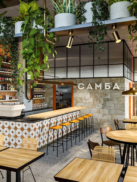 Samba cafe interior on Behance | Bistro interior, Restaurant interior design, Restaurant interior