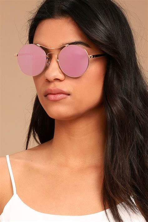 Cute Pink Sunglasses Mirrored Sunglasses Round Sunglasses 1700