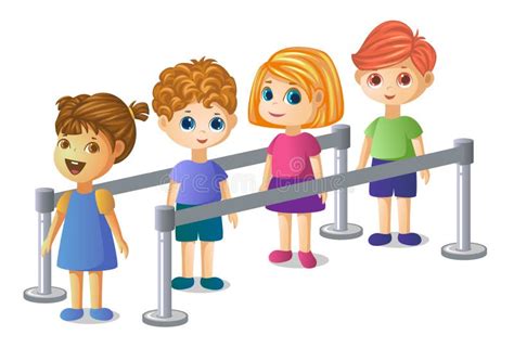 Kids Standing A Queue Nicely Stock Vector Illustration Of Kids Queue