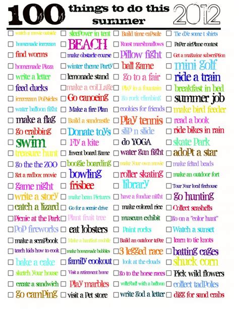 100 Things To Do This Summer Summer Fun List 100
