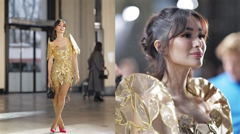 Look Heart Evangelista Dazzles Paris Fashion Week With Golden Filipiniana Terno The Filipino