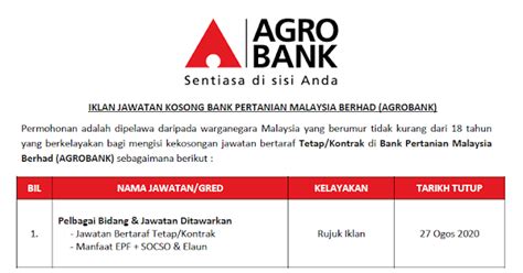 Portal info awam hanya menyediakan maklumat penting, bank pertanian malaysia berhad (agrobank) akan memastikan maklumat yang. Permohonan Jawatan Kosong di Bank Pertanian Malaysia ...