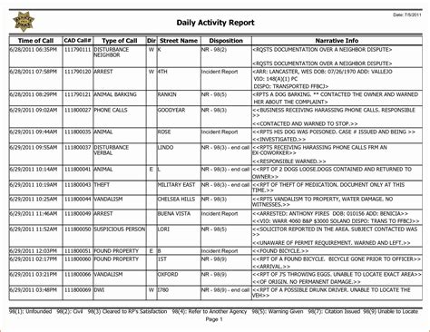 Security Daily Activity Report Sample Template Twovercelapp