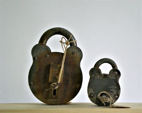 Vintage Lock And Key Industrial Decor Antique Lock Steel